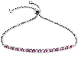 Elegant Sterling Silver and Pink Bolo Bracelet New